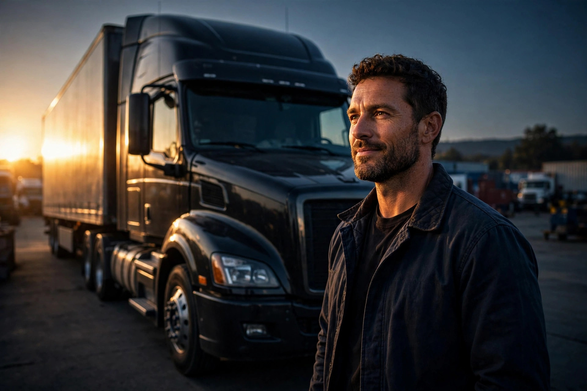 Professional CDL driver beside his truck