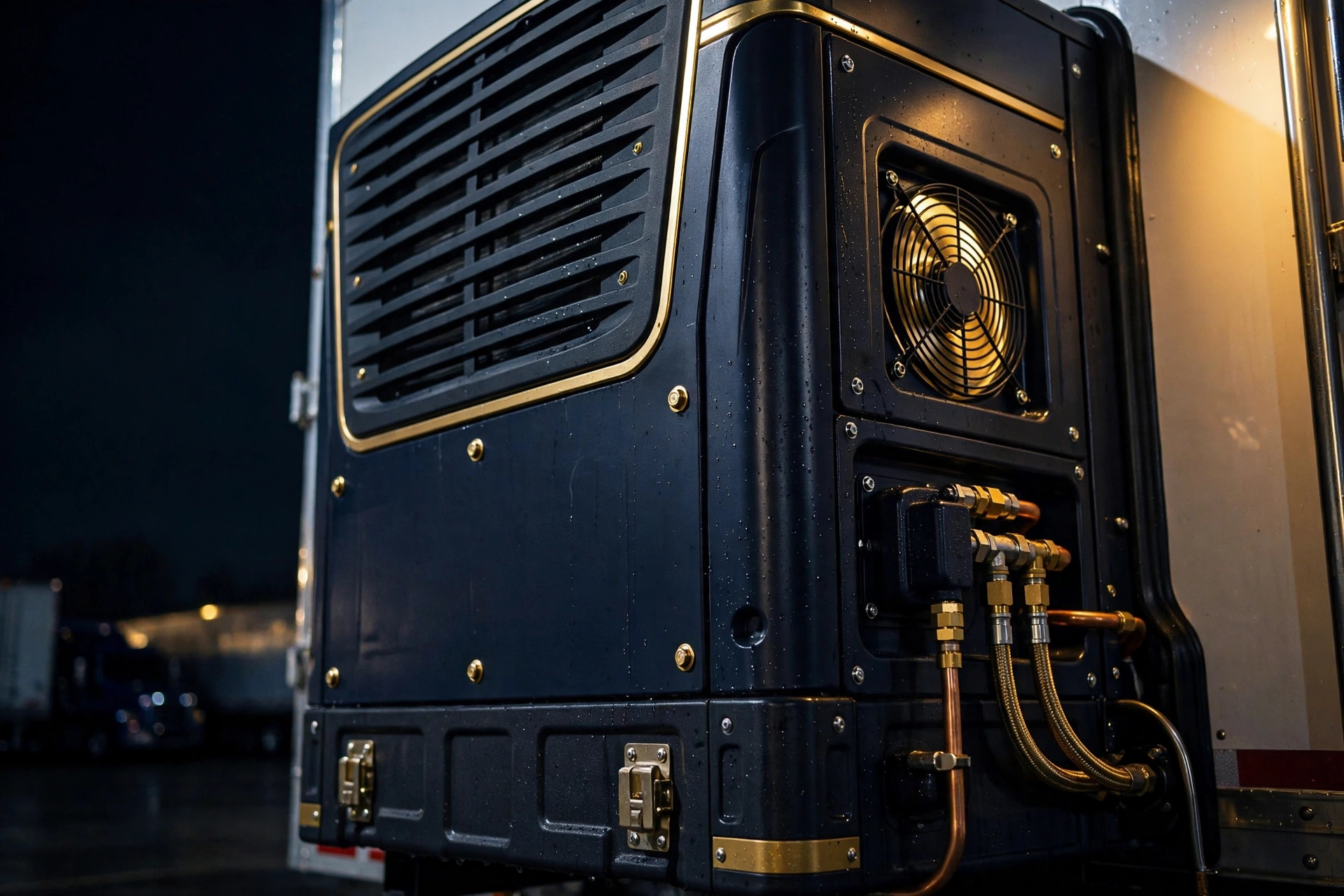 Refrigerated trailer cooling unit detail
